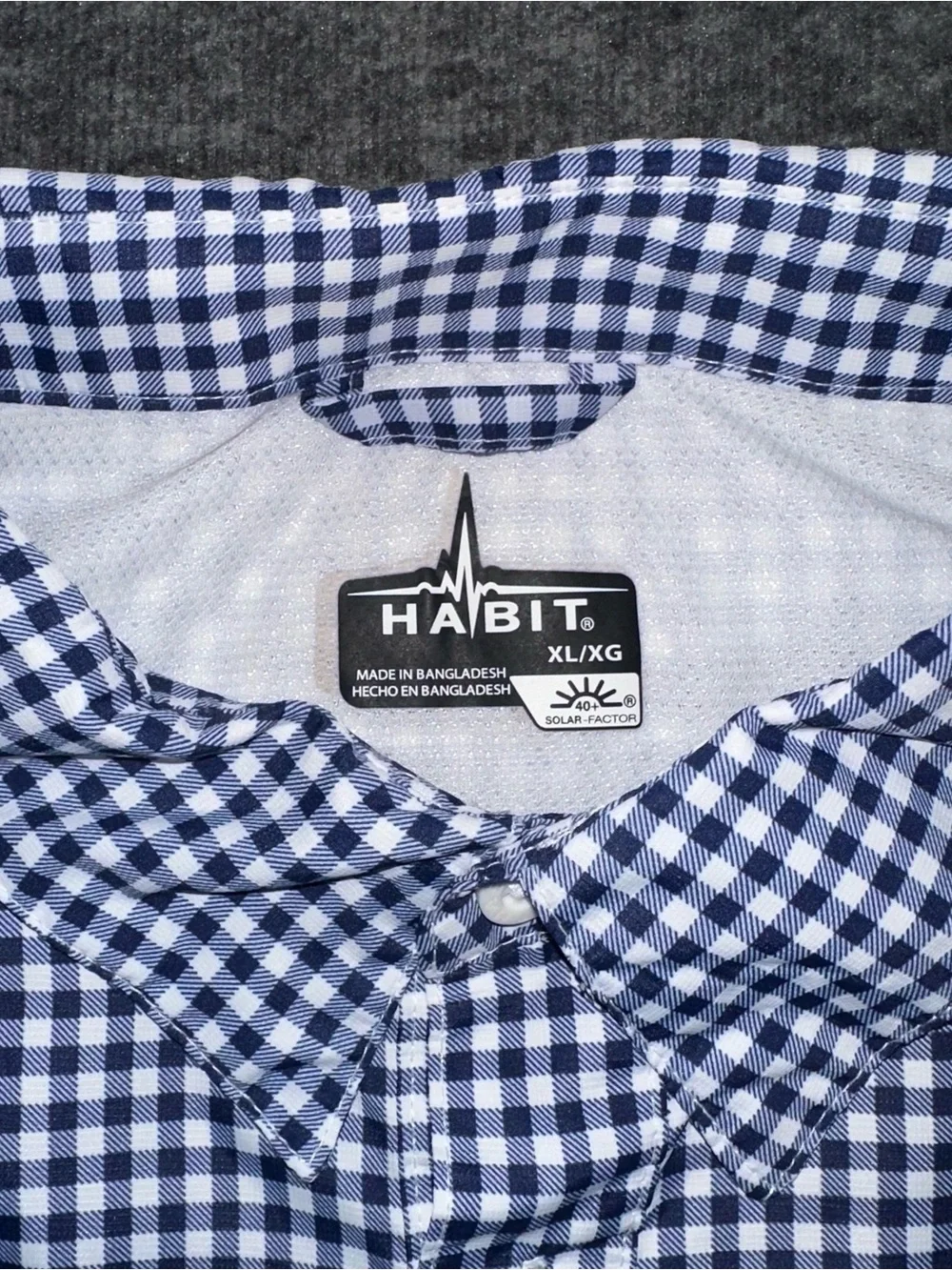 Habit River Guide Brookside Check Medieval Blue Fishing Shirt XL UPF 40 Vent